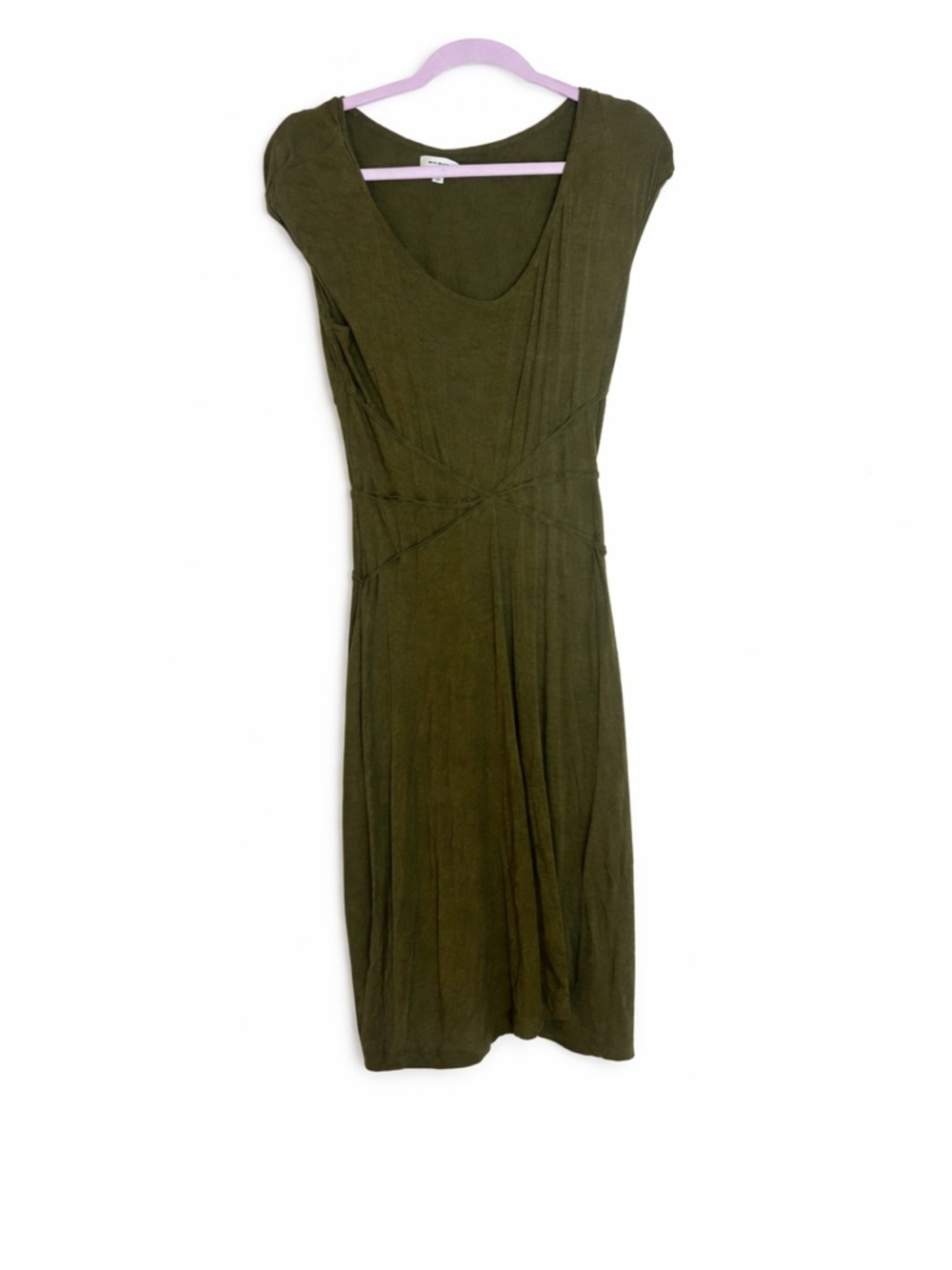 Max Studio Womens Dress  khaki green Short Sleeve Knit Casual ‎ Dress XL